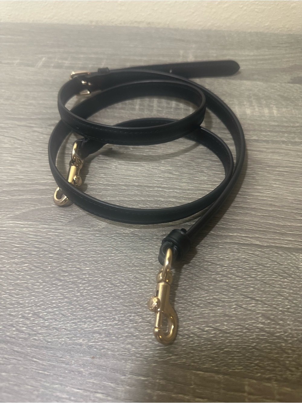 Coach Black Leather Crossbody Strap with Gold Hardware, L 40-47 in